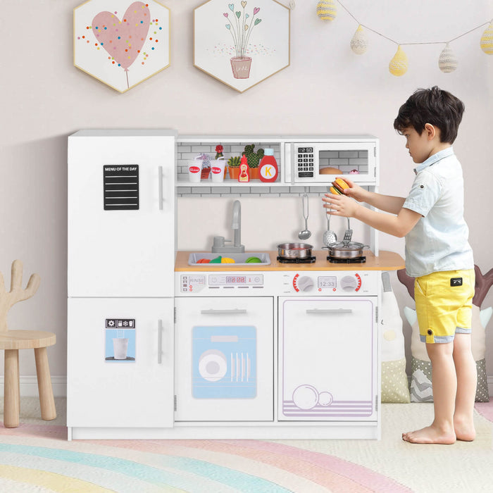 Costway Kids Kitchen Play Set With Stove Removable Sink Oven Microwave Dish Washer