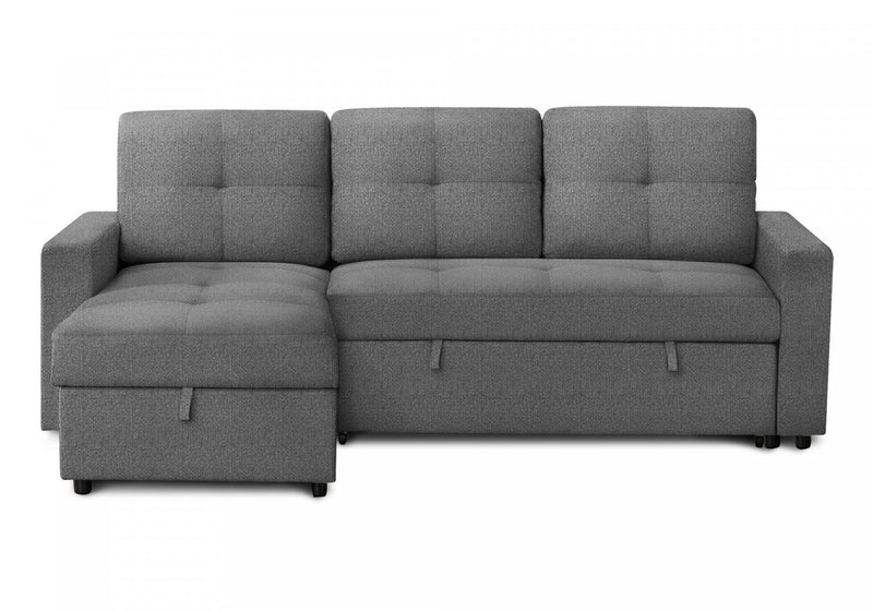 Sleeper Sofa, 90\" Length, Convertible Sofa Bed, Storage Chaise, Dark Grey Fabric Sleeper Sofa