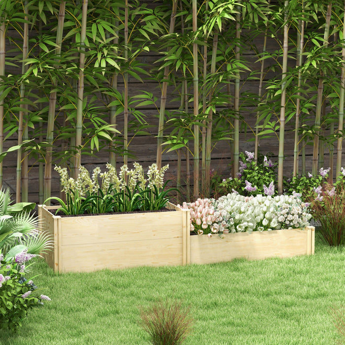 Outsunny Diy Wooden Raised Garden Bed Kit With Open Bottom, Two-box Outdoor Elevated Planter Box For Backyard, Patio To Grow Vegetables, Flowers, Fruits And Herbs, Easy Assembly