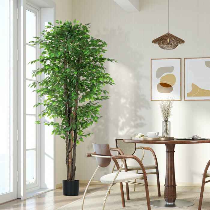 HOMCOM 8ft Tall Artificial Tree, Silk Ficus Tree for Home Office Decor