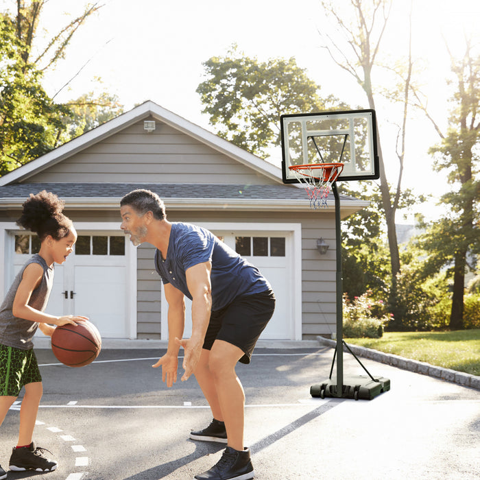 Soozier Portable Basketball Hoop With Backboard, Wheels, 8-10 Ft, Black