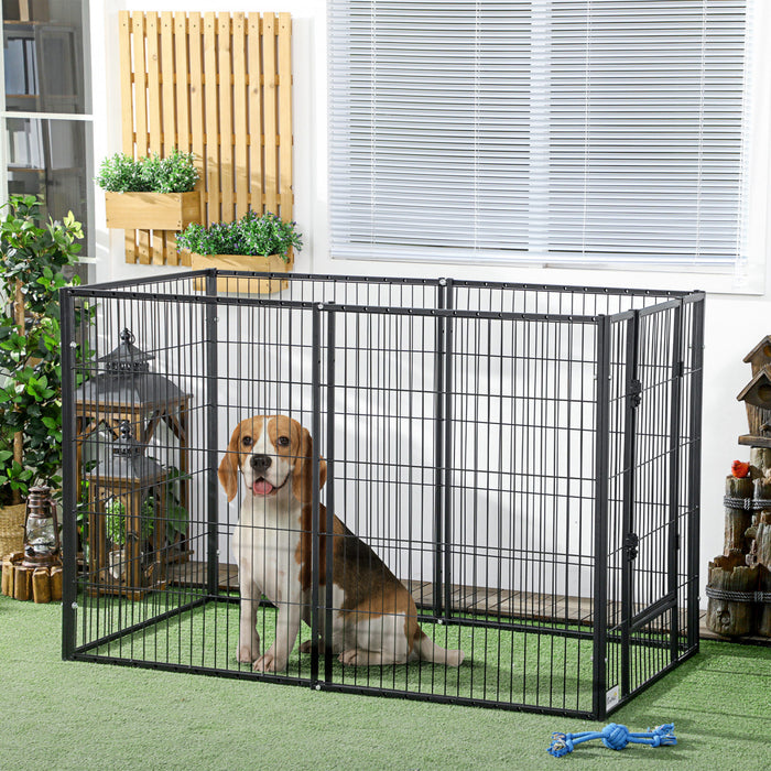 Pawhut 6 Panel Dog Playpen Dog Pen Metal Pet Fence For Outside Indoor, Adjustable Width, Heavy Duty Steel Frame, 32.5\"-59\"w X 24\"d X 40''h Black