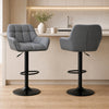 HOMCOM Adjustable Bar Stools Set of 2, Swivel Tufted Fabric Barstools