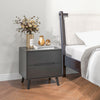 HOMCOM Bedside Table, Sofa Side Table with 2 Drawers and Wood Legs Black