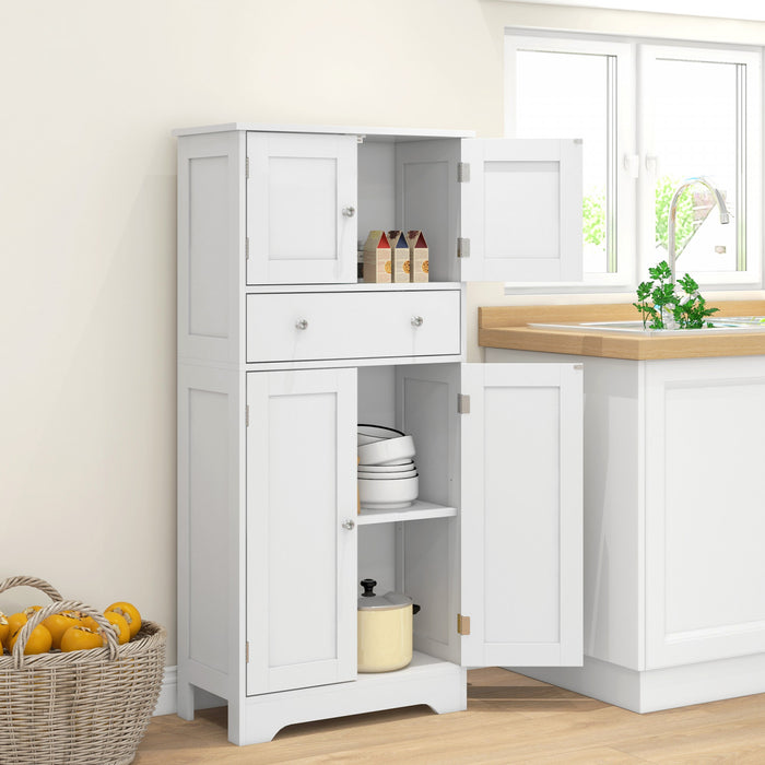 HOMCOM 50.5\" Kitchen Pantry Storage Cabinet with Doors and Adjustable Shelf