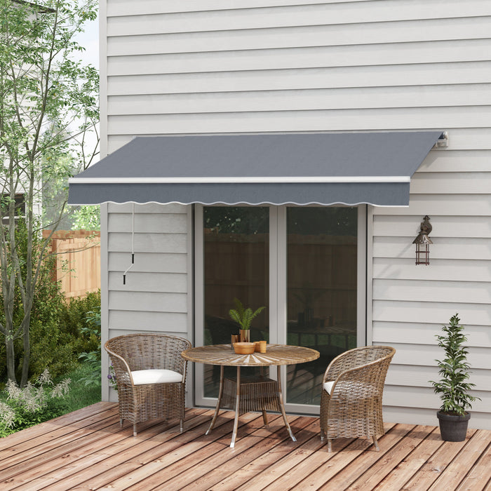 Outsunny 10' X 8' Manual Retractable Awning Shelter W/ Crank, Dark Grey