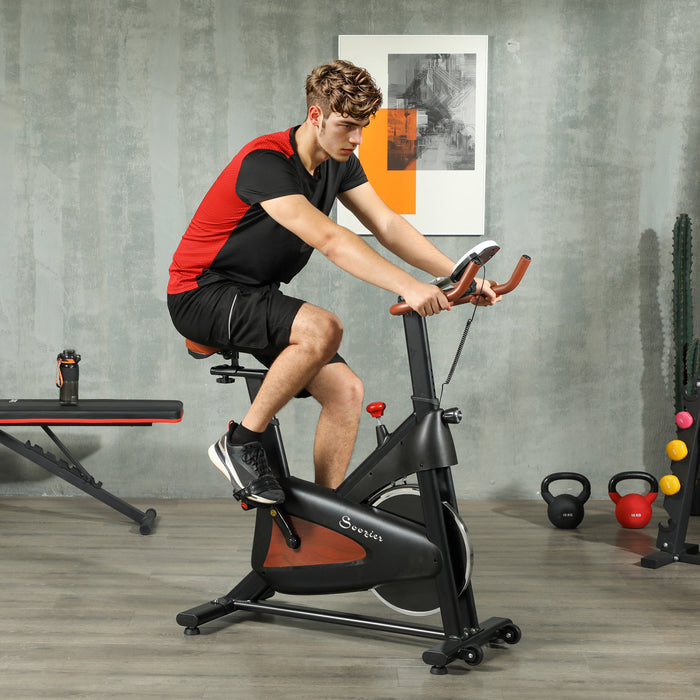 Soozier Exercise Bike, Quiet Stationary Bike w/ LCD Display, Black