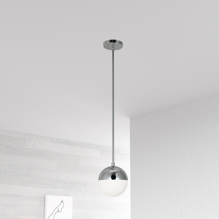 Dainolite Dayana 1 Light Pendant Polished Chrome Finish White Glass Lamp
