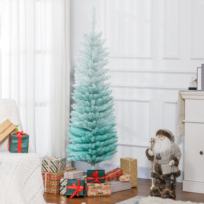 Homcom Slim Artificial Christmas Tree, Pencil Xmas Tree, Gradient Blue