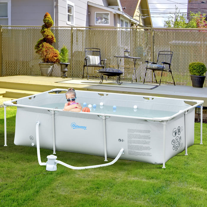 Outsunny 8.3’ X 5’ X 26” Frame Above Ground Swimming Pool Set, Grey