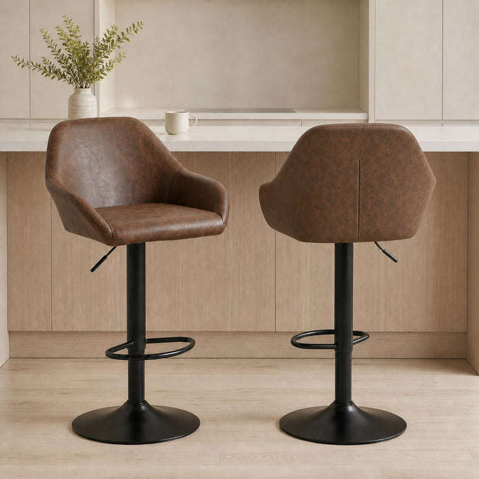 HOMCOM Adjustable Bar Stools Set of 2, Swivel Barstool W/ Footrest Coffee