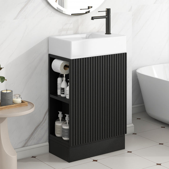 Ethan 18.6\" Bathroom Vanity with Sink and Adjustable Shelf, Black