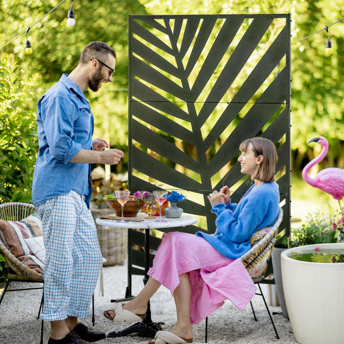 Outsunny Metal Privacy Screen W/ Expansion Screws Outdoor Divider
