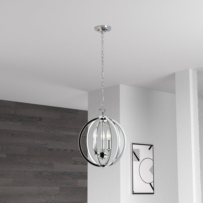 Dainolite Karland 3 Light Chandelier Crystal Studded Banding Polished Chrome Finish Lamp