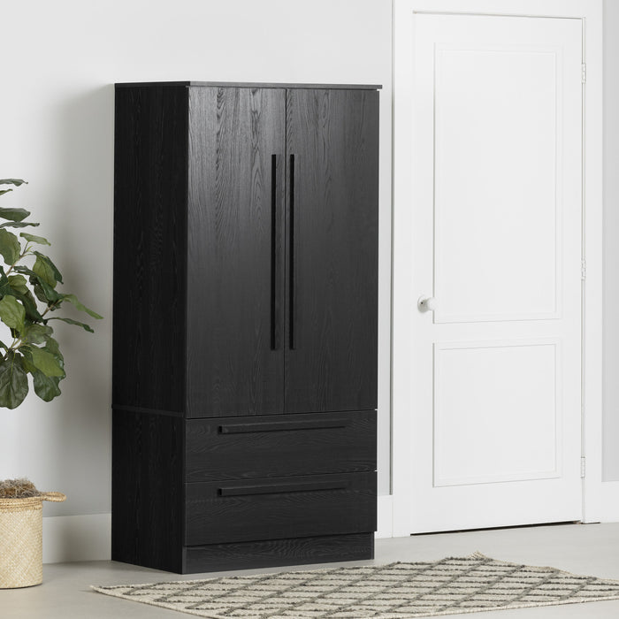 Acapella Wardrobe Armoire With Doors And Drawers - Black Oak 