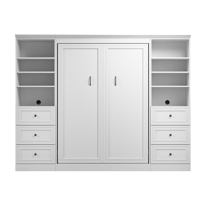 Bestar Versatile Full Murphy Bed Closet Organizers with Drawers (109 W) - White