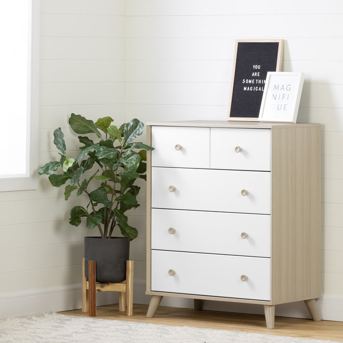 Yodi 5-Drawer Chest Storage Unit - Soft Elm White