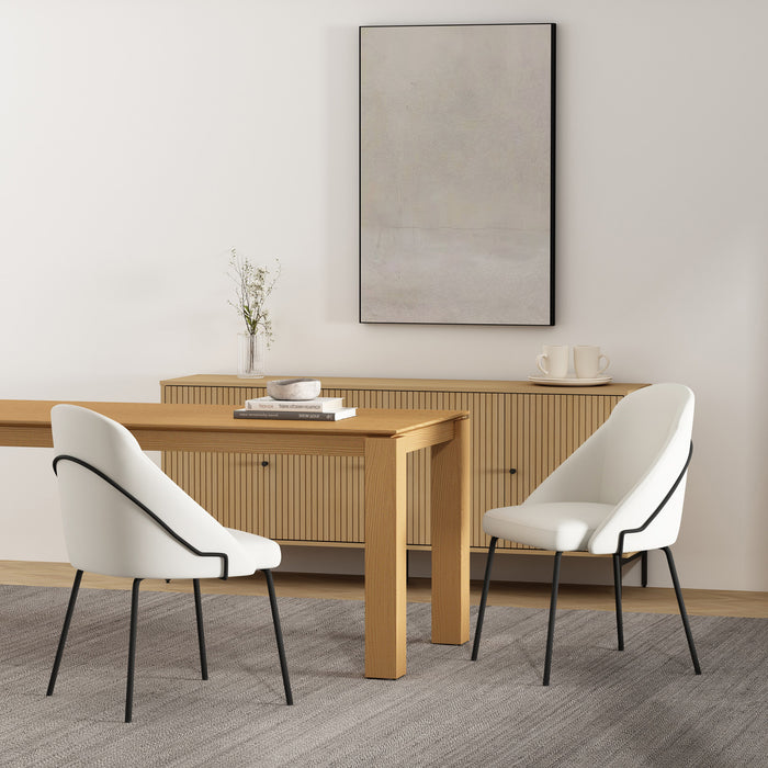Gracie Modern Vegan Leather Metal Dining Chair in White and Black - Set of 2