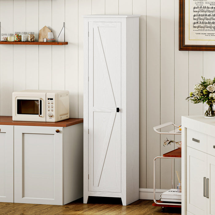 HOMCOM 67\" Kitchen Pantry, Storage Cabinet with Barn Door, White