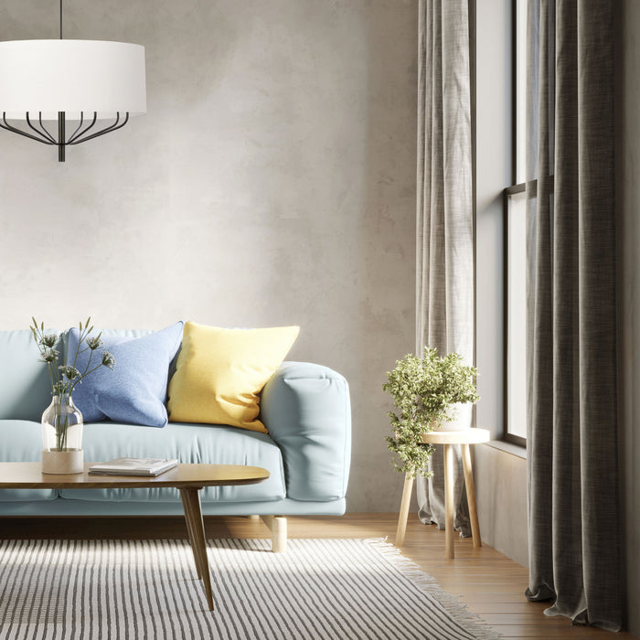 Dainolite Eleanor 8 Light Chandelier Matte Black White Shade Lamp