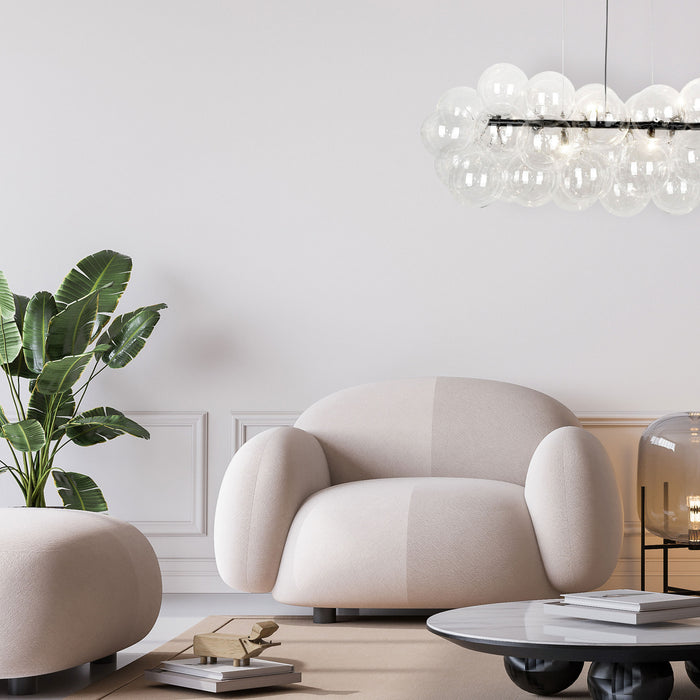 Dainolite Comet 10 Light Horizontal Pendant Matte Black Clear Glass Lamp