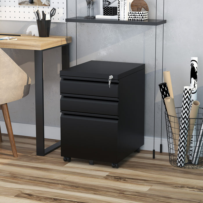 Vinsetto Filing Cabinet With 3 Lockable Drawers