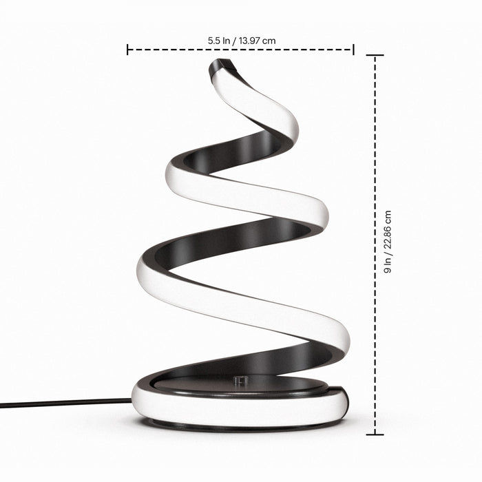16\" Matte Black Spiral LED Table Lamp