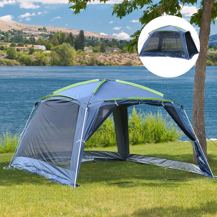 Outsunny 12' X12' X 7' 5-8 Persons Portable Outdoor Camping Tent Water Resistant Shelter Hiking Pop Up Mesh Wall