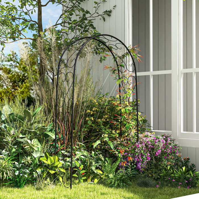 Outsunny Steel Garden Arch Trellis, 7.5ft Garden Arbor For Climbing Plants