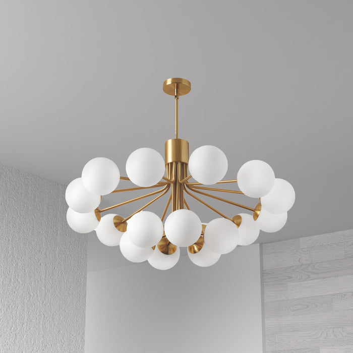 Dainolite Amanda 9 Light Chandelier Aged Brass White Opal Glass Lamp