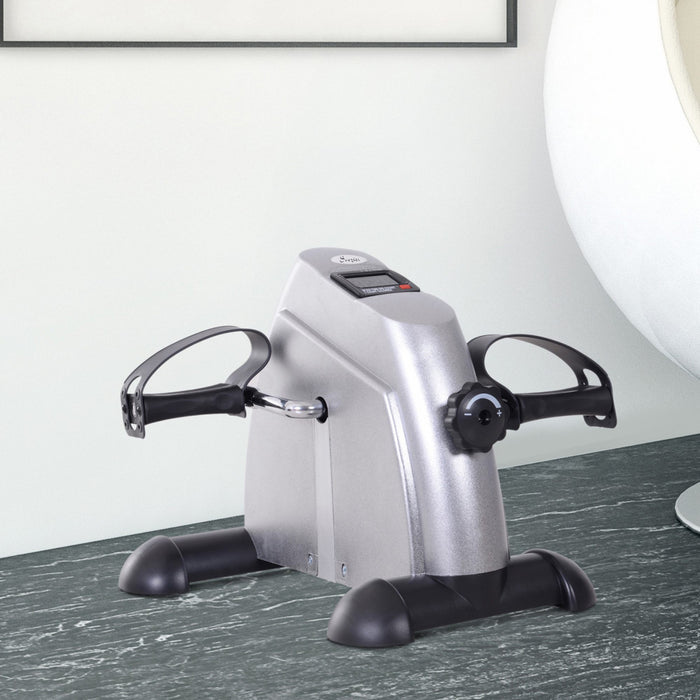 Soozier Portable Mini Pedal Exercise Bike Indoor Cycle Fitness Arm Leg W/ Lcd Display, Silver