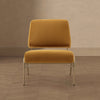 Serenity Contemporary Modern Metal Upholstered Lounge Chair in Mustard | Fauteuil lounge contemporain moderne Serenity en metal et tissu, coloris moutarde