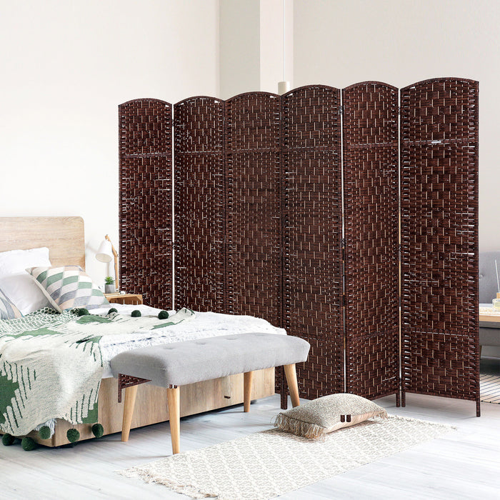Homcom Double Hinged Woven Wicker Room Divider And Privacy Screens