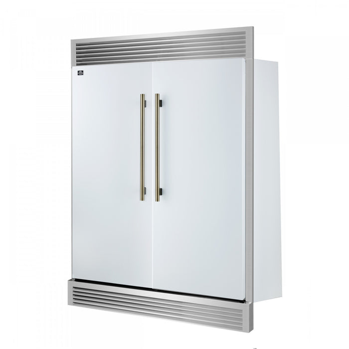 Forno Maderno 60 Inch Convertible Refrigerator/Freezer in White, Trim Grill, 27.2 cu.ft - FFFFD1722-60SG-WHT