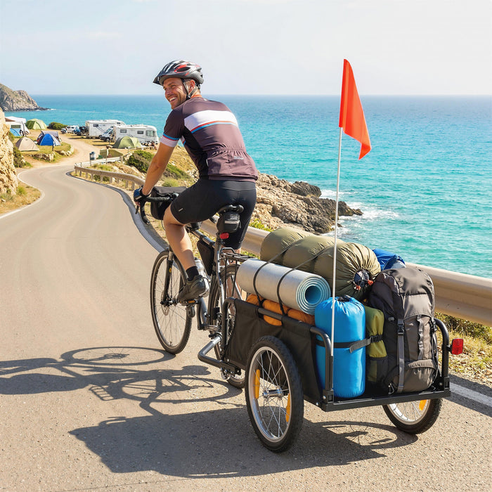 Soozier Bike Cargo Trailer, Bicycle Trailer with Quick Release 16\" Wheels