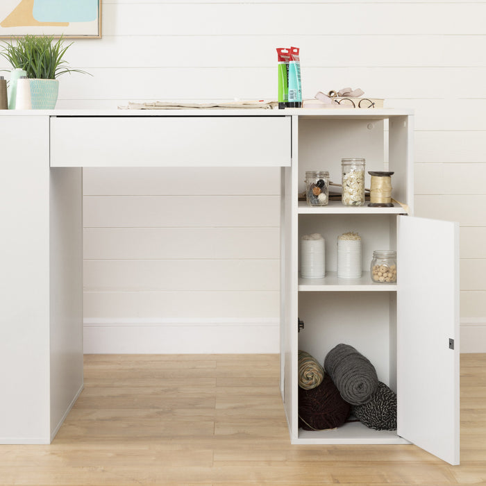 Crea Counter-height Craft Table - Pure White 