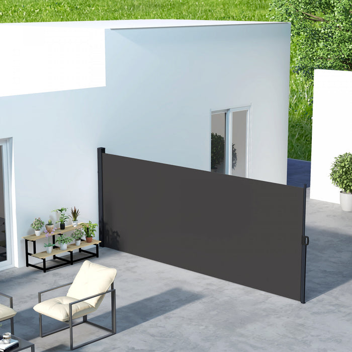 Outsunny 13' X 5' Retractable Side Awning, Garden Privacy Screen, Black