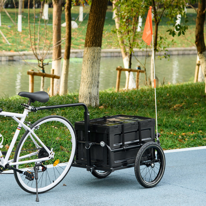 Aosom Bicycle Cargo Trailer Bike Wagon with Removable Storage Box, Black
