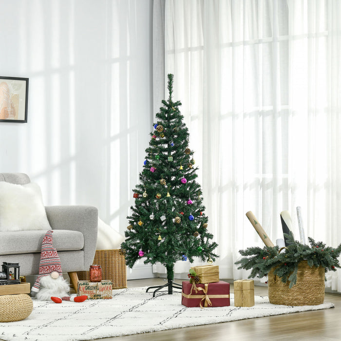 Homcom 5ft Artificial Christmas Tree With Decoration Ornament And 420 Branch Tips