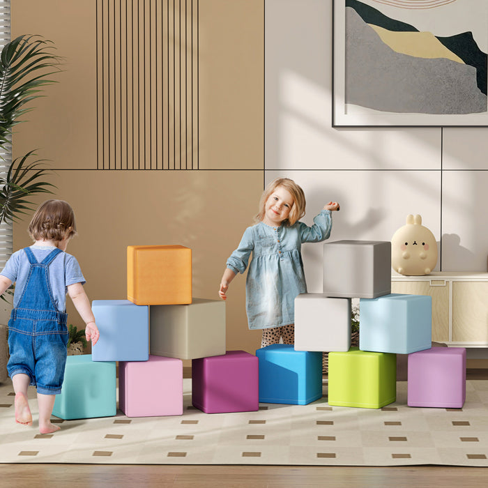 Soozier 12 Piece Foam Blocks, Soft Play Equipment For Kids, Climbing Toys For Toddlers, Safe Play Structures For Preschooler Baby Learning Development, Light Colour