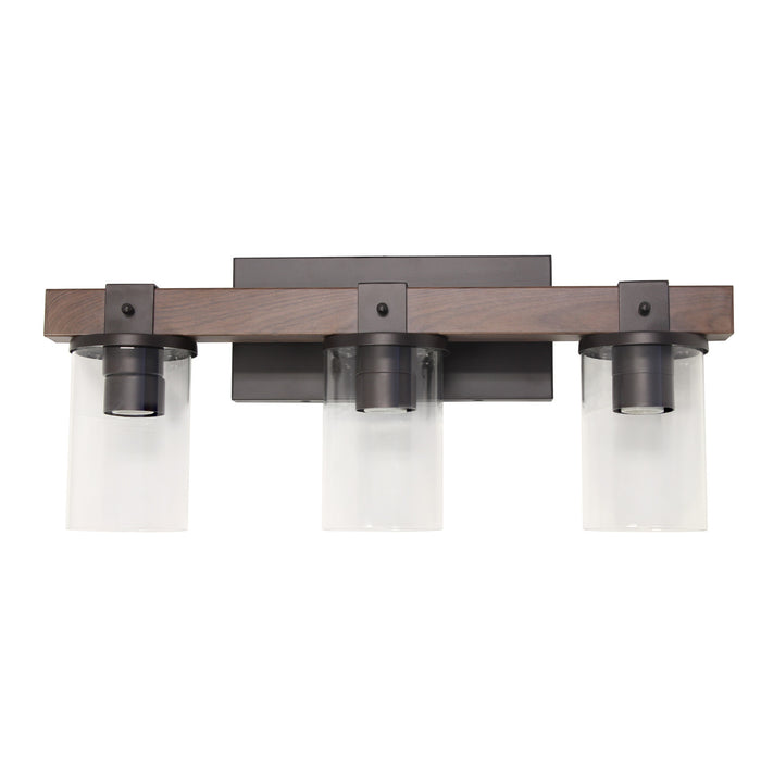 Arezzo 3 Light Vanity, Clear Glass, Brown, 22\"L Lamp