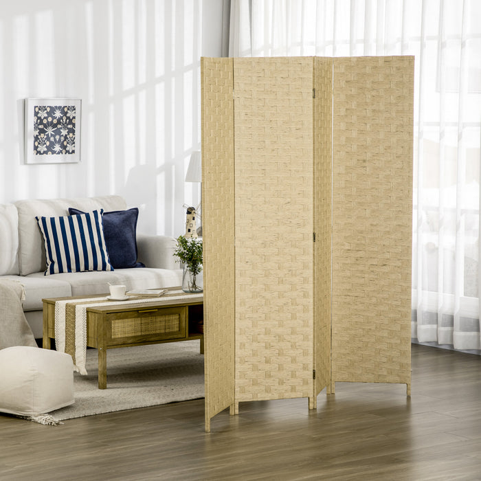 Homcom 4-panel Folding Divider Room, Wave Fiber Privacy Screen