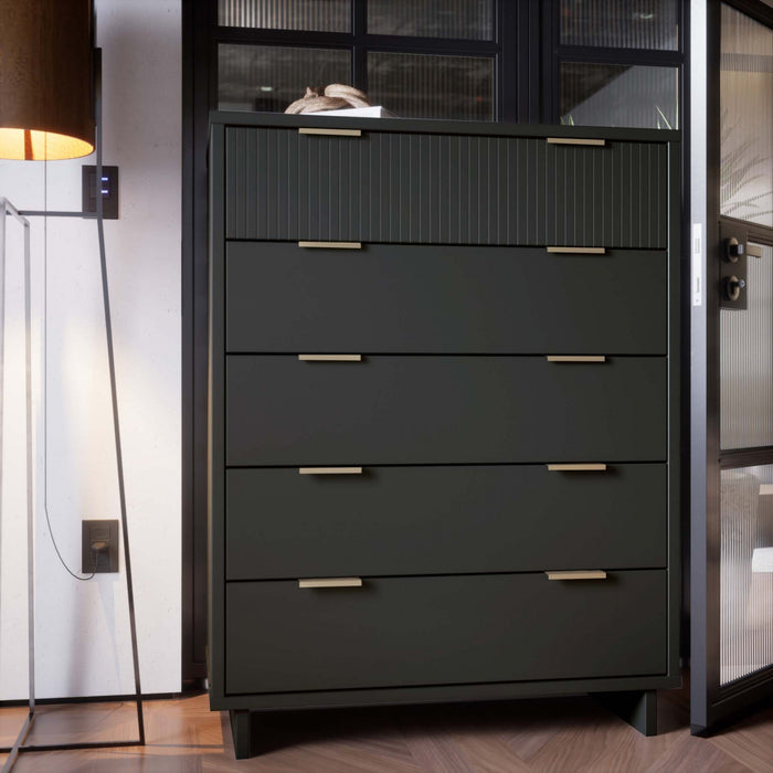 Granville Modern 38\" Chest in Charcoal Gray (5-Drawer)