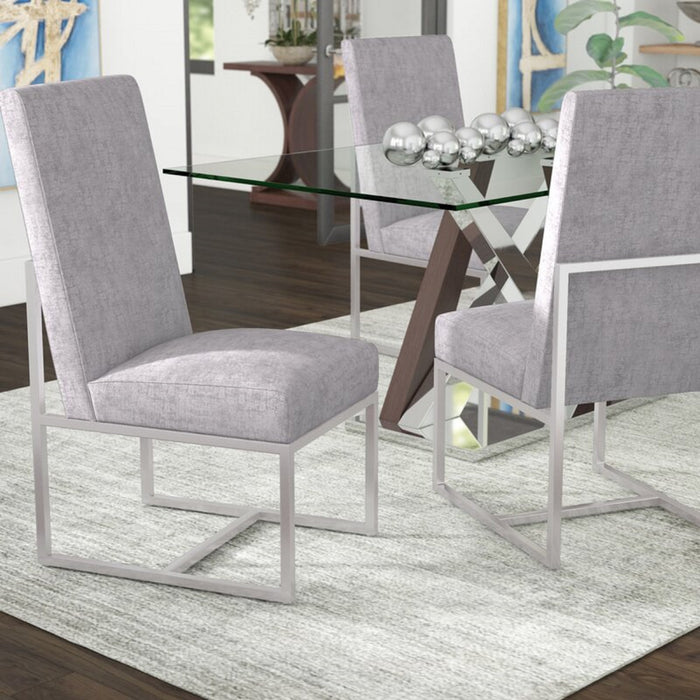 Element Modern Velvet Metal Dining Chair in Gray - Set of 2