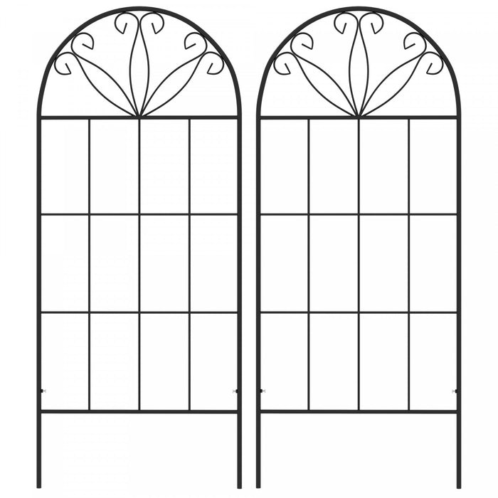 Outsunny Metal Garden Trellis Pack Of 2 For Climbing Plants, Black