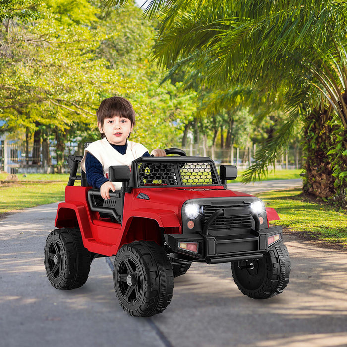 Costway 12v Kids Ride On Truck Car Electric Vehicle Remote With Music & Light Red