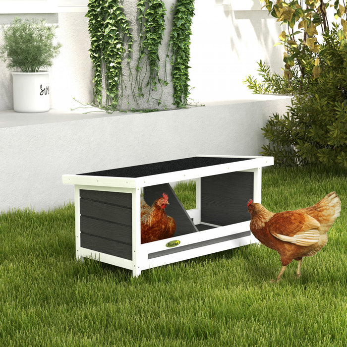 Pawhut Wood Nesting Boxes For Chickens, Laying Nest Box, Chicken Coop Accessories With Asphalt Roof, Easy To Assemble, Fits Up To 2 Chickens, Grey