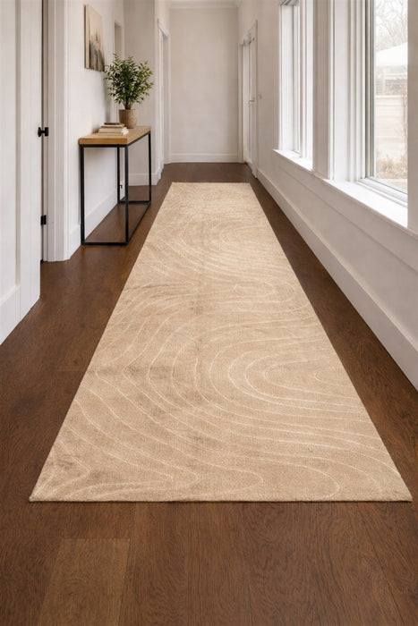 Somos Contemporary Beige Washable Rug 2'8\" x 8'0\" Indoor Area Rug
