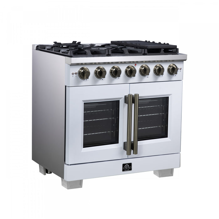 Forno Capriasca 36\" White Gas Range 5.36 cu.ft -FFSGS6460-36WHT