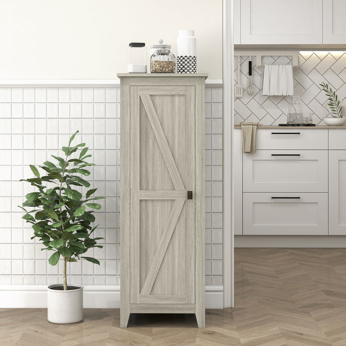 HOMCOM 48\" Kitchen Pantry, Storage Cabinet with Barn Door, Grey